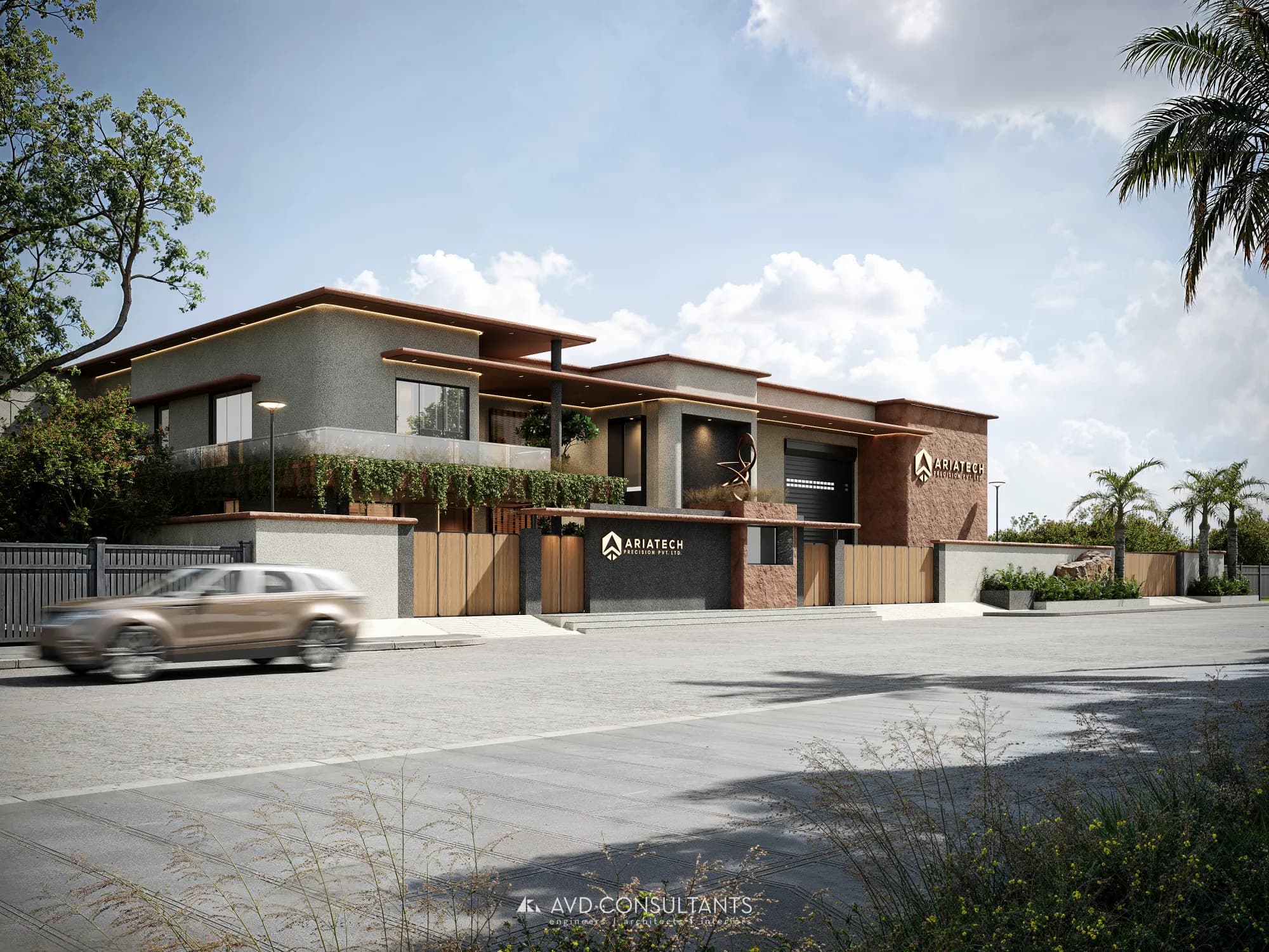 Ariatech Precision Pvt. Ltd. — An industrial campus where the plan is the diagram: clean circulation, honest structure, no ornament.